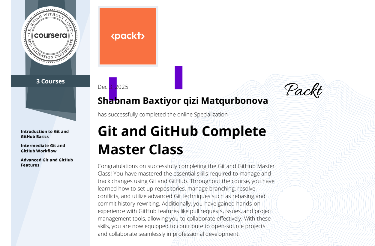 Git and GitHub Complete Master Class sertifikati